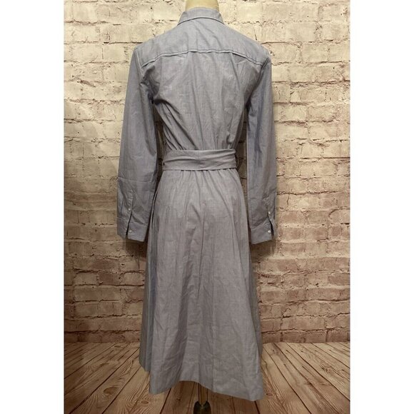 J.CREW Classic Blue Button Front Belted Crisp Poplin Shirt Dress Size 2 NEW - Picture 4 of 5